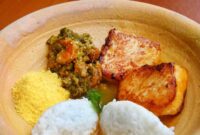 Sajian piring bergizi seimbang berisi kombinasi karbohidrat kompleks, protein nabati dan hewani, serta sayuran segar yang siap menopang energi harian tubuh.