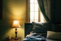 Suasana kamar tidur yang tenang dengan pencahayaan temaram dan suhu sejuk membantu merangsang produksi hormon melatonin untuk mencapai tidur berkualitas optimal.