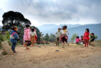 Anak-anak sedang asyik bereksplorasi di taman terbuka, sebuah aktivitas sederhana yang efektif merangsang perkembangan sensorik sekaligus membentuk kekebalan tubuh alami mereka.